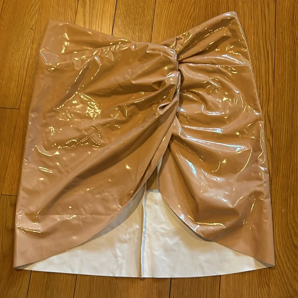 SKIMS Pvc Sarong Mini Skirt in Ochre NEW